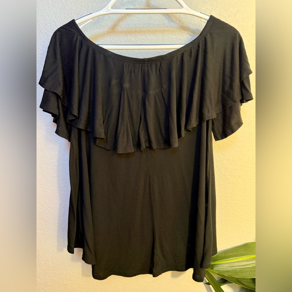 Free People Black Ruffle Top - Picture 2 of 3